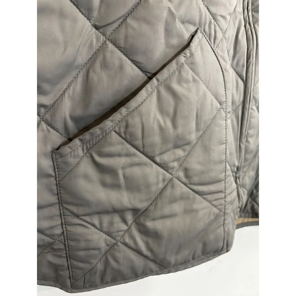 J Crew Authentic Outerwear Quilted Vest Mens‎ XL Gray Full Zip Pockets Lined